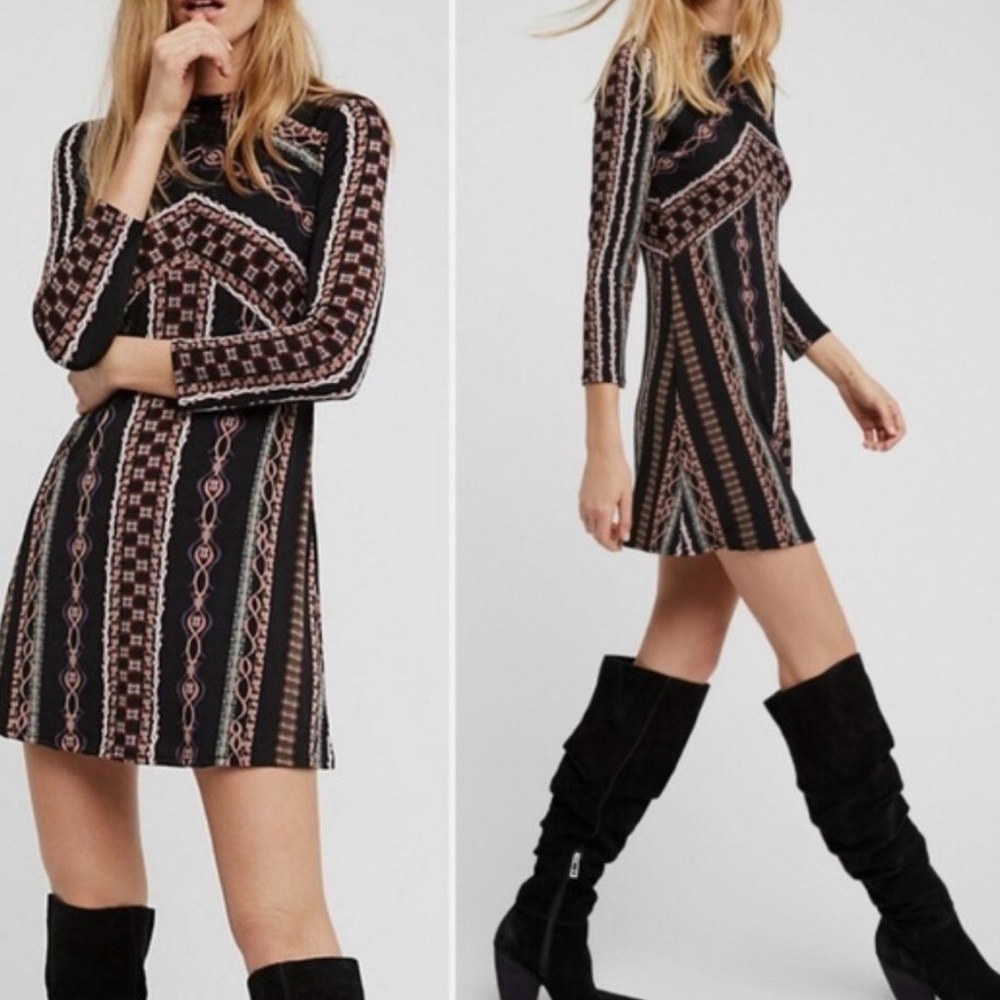 FREE PEOPLE Stella Long Sleeve Mini Dress